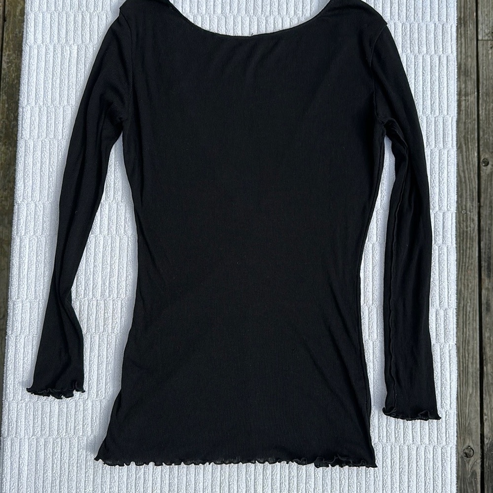 Free People Black Long Sleeve Tee